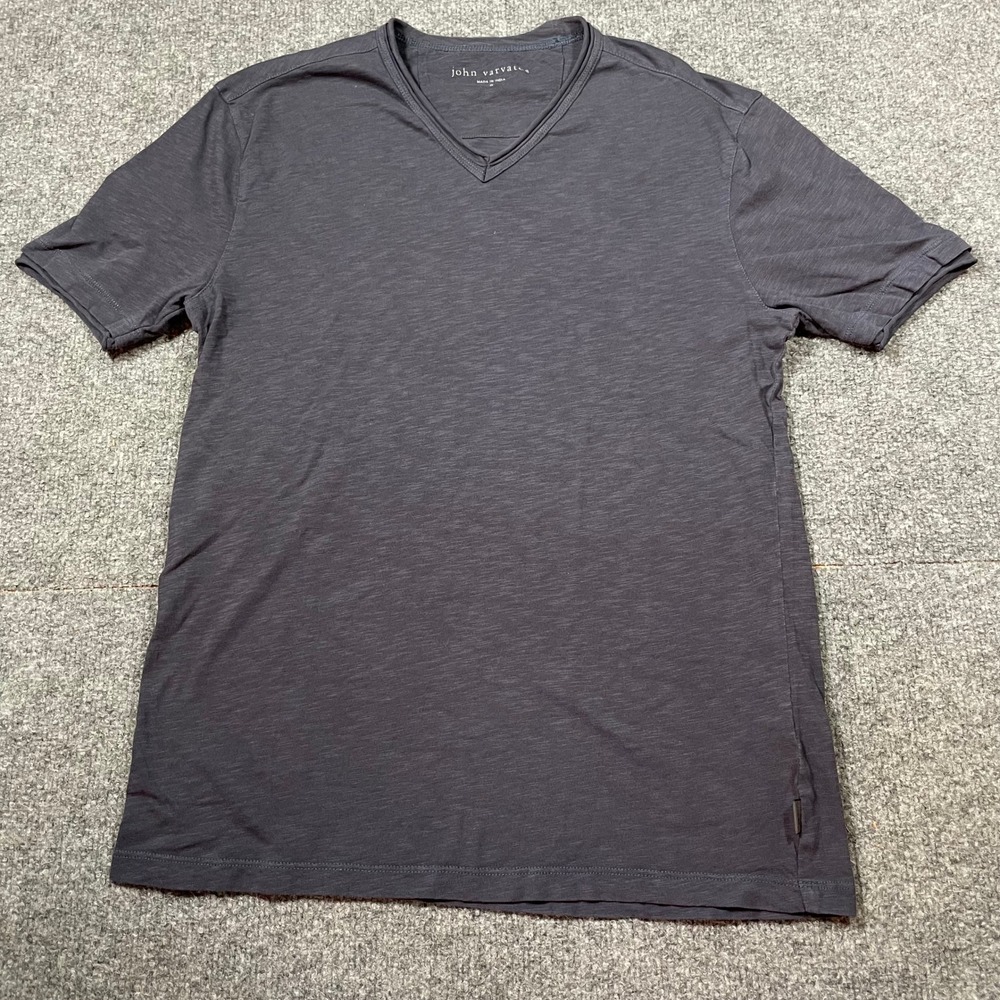 John Varvatos Miles Slub T Shirt Men's Small Washed Black V-Neck Cotton
